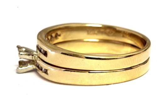 14k yellow gold .23ct SI1 H semi mount diamond engagement ring wedding band 6.8g - Imagen 3 de 7