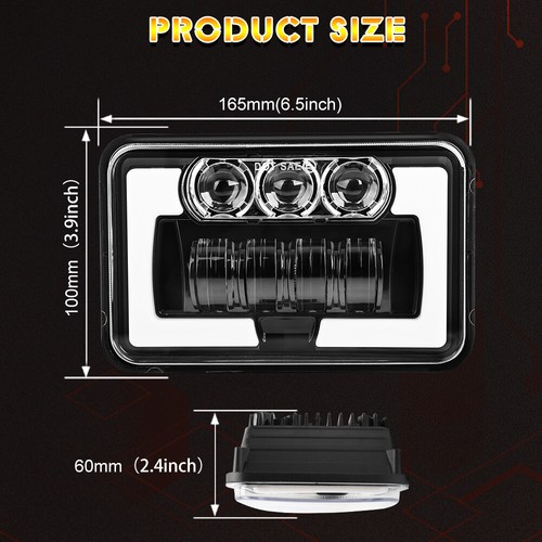 4PCS 4x6" LED Headlights DRL Beam For Chevrolet 1980-1988 El Camino Iroc-Z DOT - Picture 4 of 13