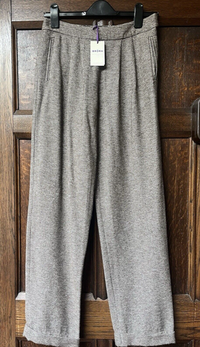 Brora Tailored Herringbone 'Slouchy' Tweed Trousers. Lined. Turn up. BNWT UK 8 - Picture 2 of 12