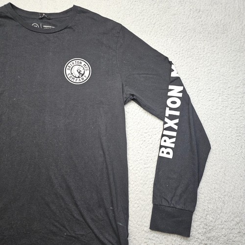 Camisa Brixton Mfg Para Hombres Mediana Negra Manga Larga Camiseta Deletreada - Imagen 3 de 14