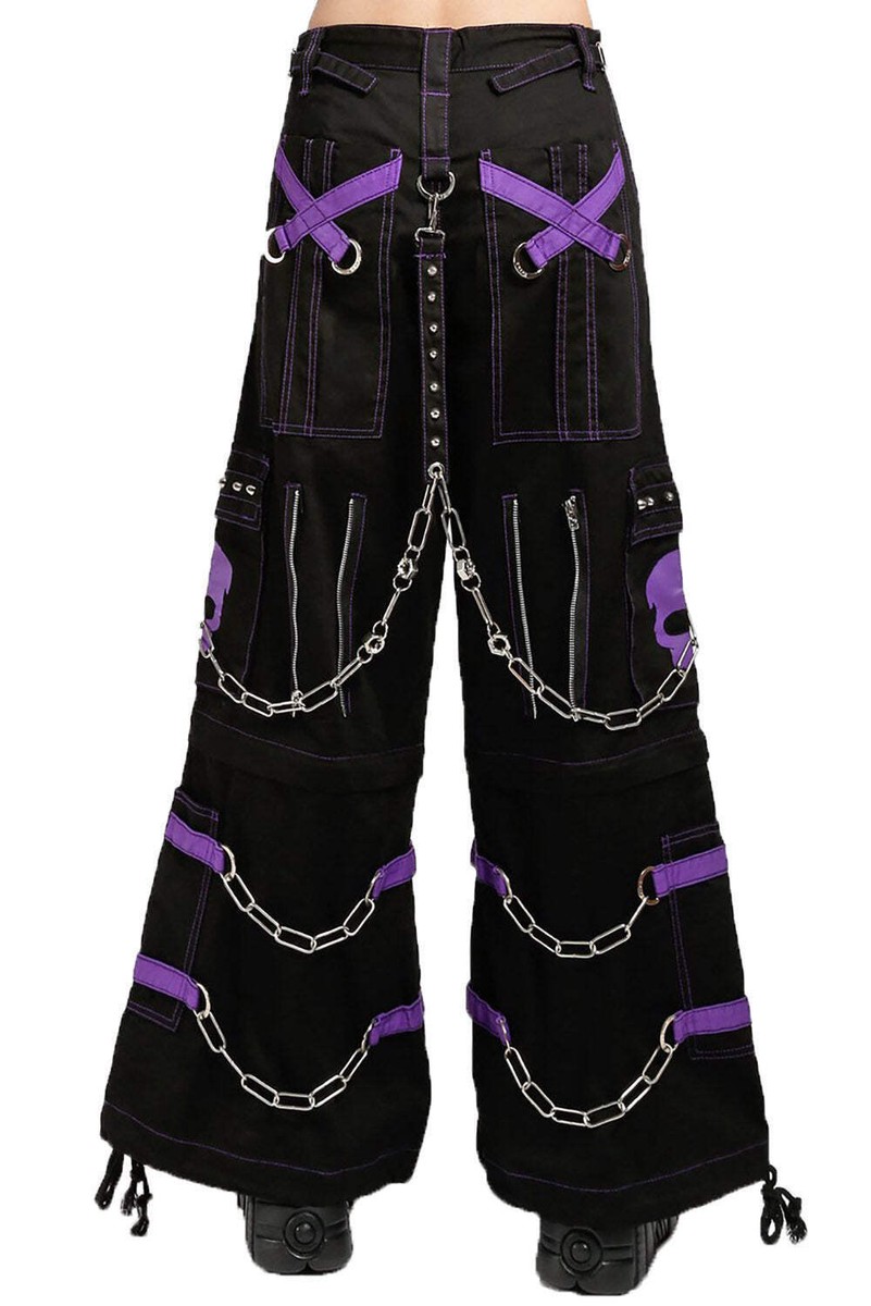 Tripp NYC Skull Bondage Pants [Black/Purple] - Bondage Pants, Goth