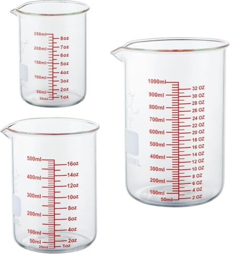 3 Pack Glass Lab Beaker Set Measuring Cup 250/500/1000 ML - Picture 11 of 12
