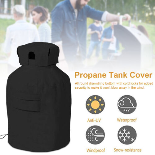 Black BBQ Propane Tank Cover Gas Bottle Covers Waterproof Dust-proof For Outdoor - Picture 9 of 9
