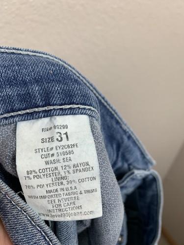 Level 99 Morgan Relaxed Straight Jeans Size 31 Embroidered Hem Button Fly NEW - Picture 5 of 6
