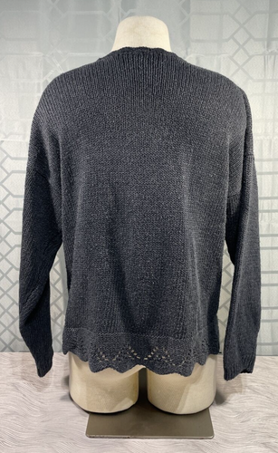 Kitty Hawk Vivian Wang Gray Floral Sweater Women’s Medium Pullover Soft Knit - Picture 2 of 5