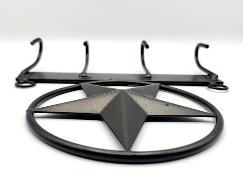TEXAS STAR 4 Hook Key Holder Wall Mount Brown Metal/Iron 8"x6.25" NEW - Picture 9 of 11