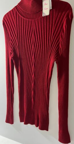 It's Our Time Sweater Women Sz XL Red Stretch Rayon Blend Turtleneck L-Sleeve - Picture 3 of 7