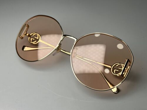 New Gucci Sunglasses GG1206SA Round Metal Gold 63-140 Authentic - Picture 2 of 11