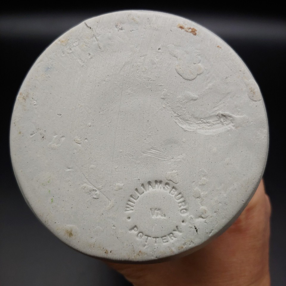 Williamsburg Pottery Candle Stick Holder, 8.5" Tall Cobalt Blue Gray