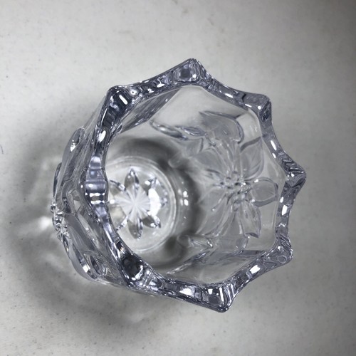 Mikasa Crystal Christmas Poinsettia Votive Candle Holder about 3" tall 3" across - Picture 9 of 12