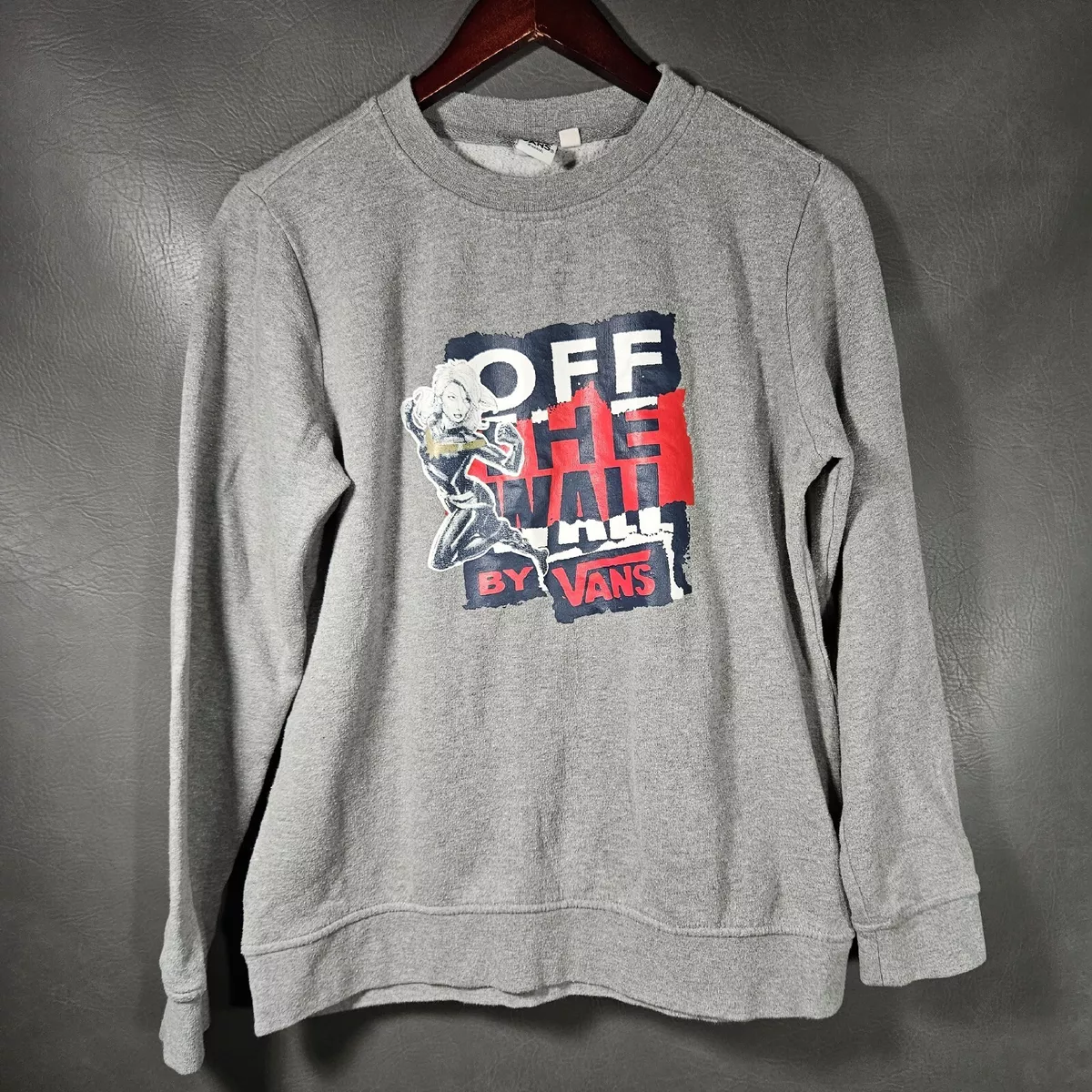 Marvel Sweatshirt Mens Medium Gray Vans Captain Marvel Sweatshirt