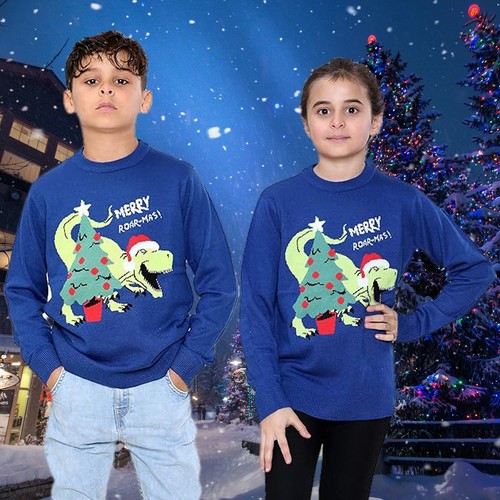 Kinder Unisex Weihnachtsbär Baum Dinosaurier Neuheit Retro Pullover Pullover 3-13 Jahre - Bild 12 von 26