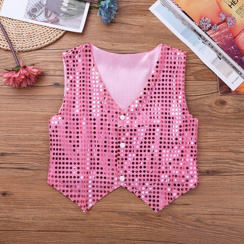 FEESHOW Boys Vest Disco Costume Glittery Waistcoat Stage Performance AU - Picture 81 of 113