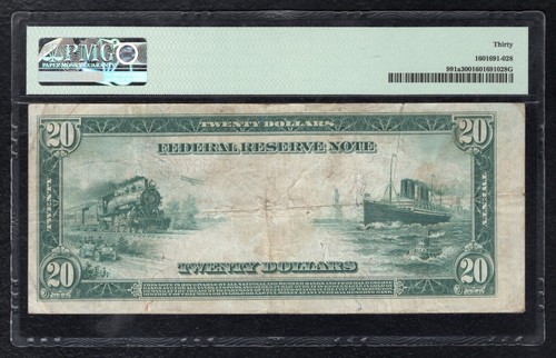 FR. 991a 1914 $20 FRN FEDERAL RESERVE NOTE CHICAGO, IL PMG VERY FINE-30 - Picture 2 of 2