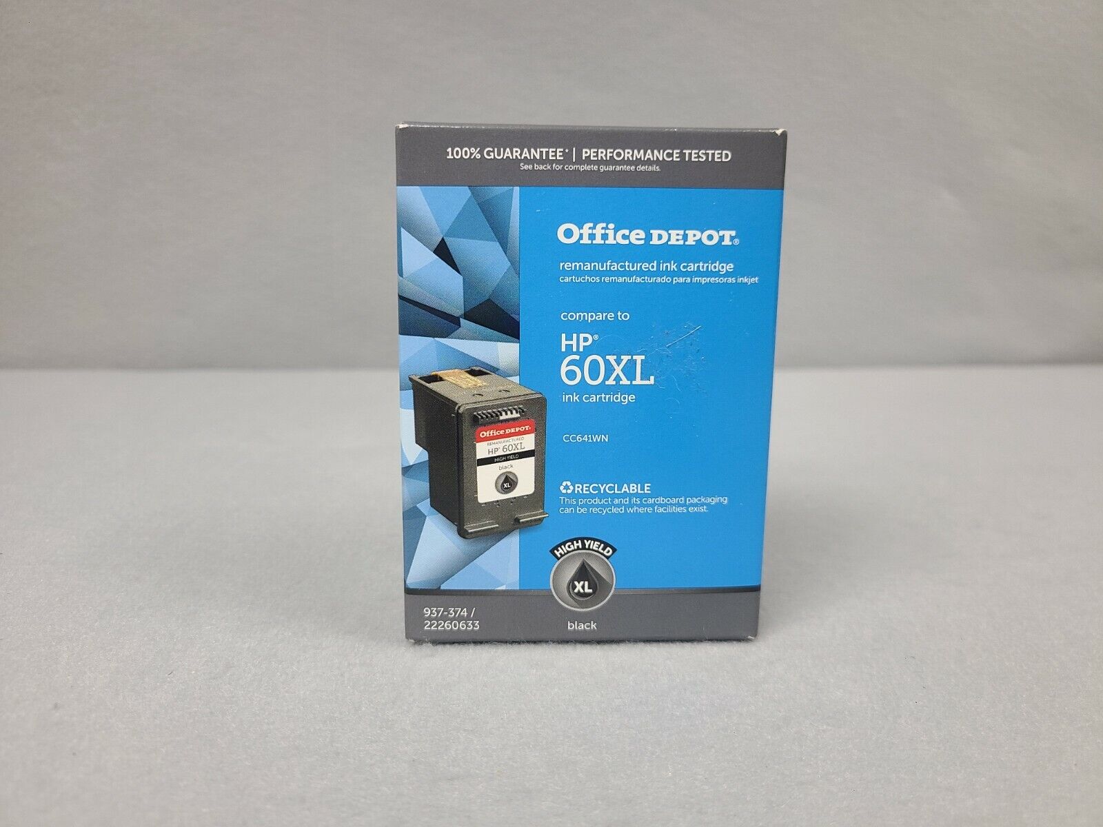 Office Depot Remanufactured Ink Cartridge Compare to HP 60XL Black 937-374