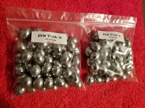 100pcs. 1/2 oz Egg Sinkers  Slip Sinkers, Weights, Fishing,  FREE shipping