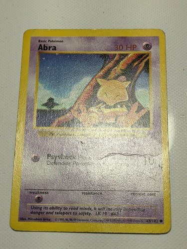 Pokemon Card Base Set Shadowless Abra 43/102 Used - Foto 3 di 12