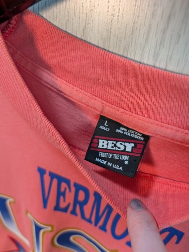 VTG  America Flag Stars Art T Shirt Sz Large Vermont Orange Single Stitch - Picture 4 of 7