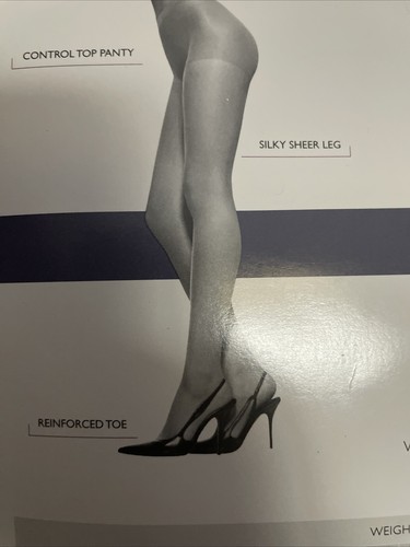 NEW! Hanes Silk Reflections Control Top Pantyhose Size AB Barely Black - Picture 3 of 5