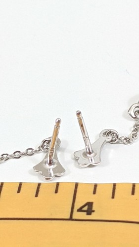 Silver drop chain dangle Vintage Earrings studs posts 925 sterling spiral - Picture 3 of 3