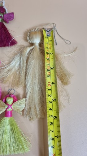 Set Of Vintage Husk Corn Dolly Style Hanging Christmas Decorations Angel - Picture 3 of 6