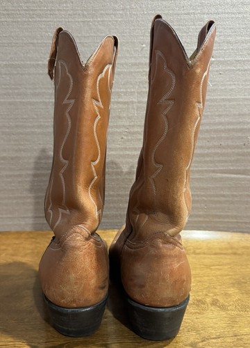 Vintage Cowtown Tooled Genuine Brown Leather Western Cowboy Boots Sz 11 D - Picture 3 of 7