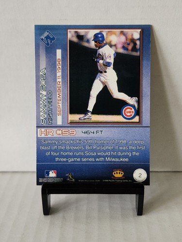 1999 Pacific Private Stock Home Run History #2 Sammy Sosa 59 - NM-MT - Picture 2 of 2