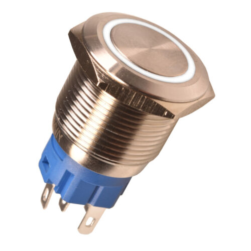 Drucktaster Druckschalter Edelstahl 19mm Beleuchtet 12V LED Taster Schalter Rot - Bild 9 von 10