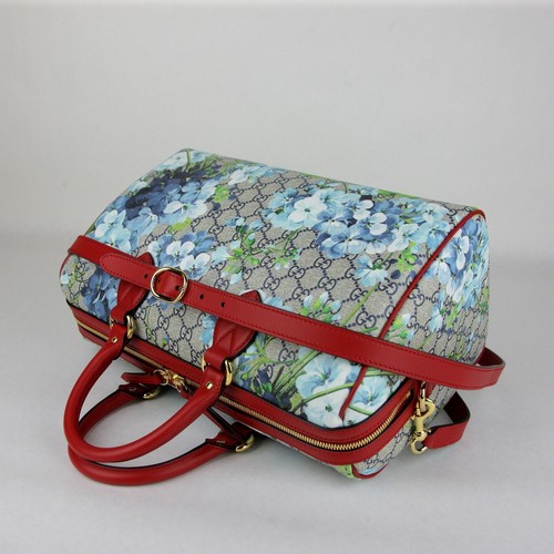 Gucci Beige/Blue GG Coated Canvas Bloom Boston Top Handle Bag w/Box 409527 8492 - 第 4/10 張圖片