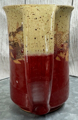 Handmade Pottery Mug Mauve & Tan Abstract Confetti W/ Etching = - Picture 4 of 8