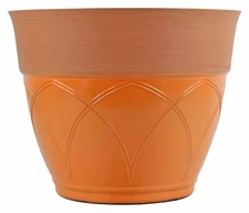 Garden Elements Colored Rim Large Plastic Planter, Orange, 15"