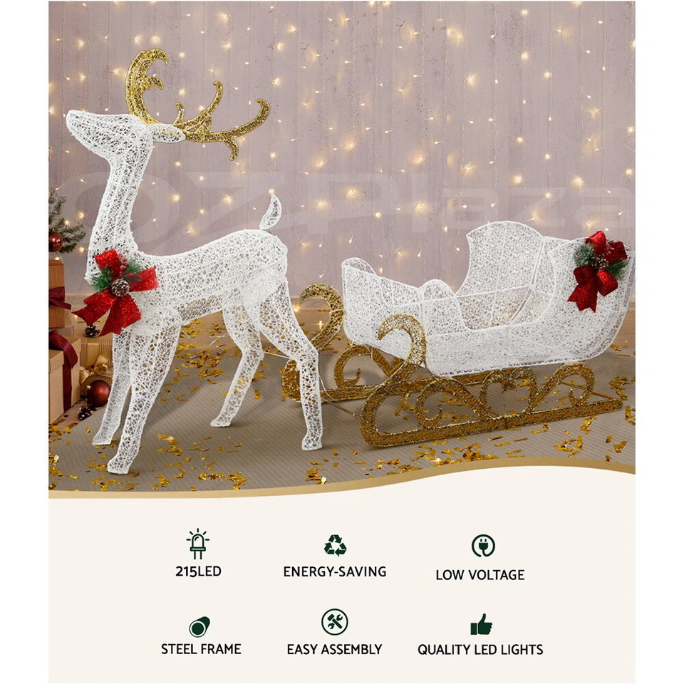 Jingle Jollys Christmas Lights 215 LEDs Fairy Light Reindeer Sleigh Decorations - image 2 of 4