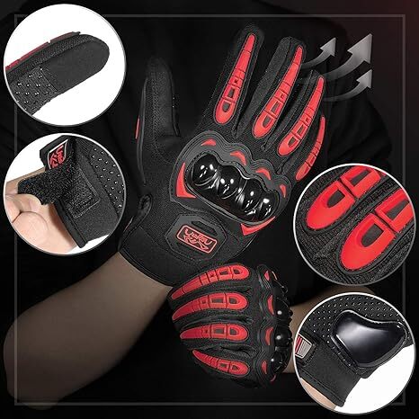 Leather Motorbike Gloves Knuckle Protection All weather Motorcycle Biker 5 Color - Picture 50 of 55
