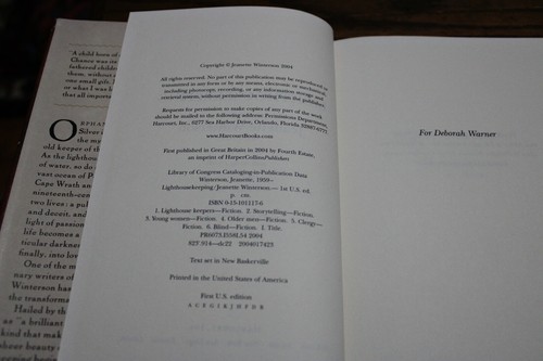 2004 Jeanette Winterson "Lighthousekeeping" 1st US Edition - Picture 3 of 3