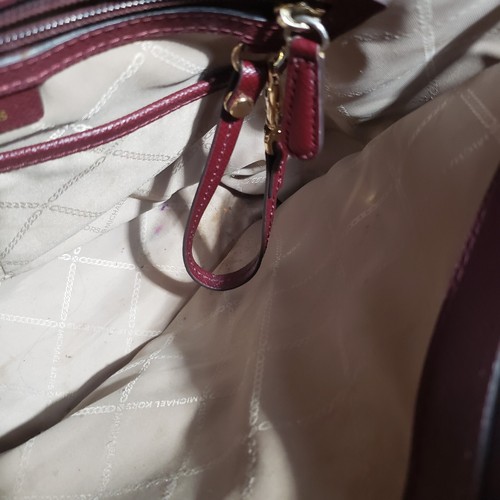 Michael Kors Voyager Dark Berry Monogram Tote Handbag - wear - read - well loved - Picture 17 of 20