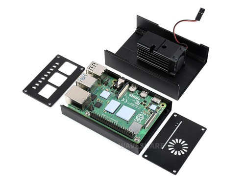Waveshare Stripe Aluminum Cooling Case for Raspberry Pi 4 Comes with Cooling Fan - Picture 4 of 6