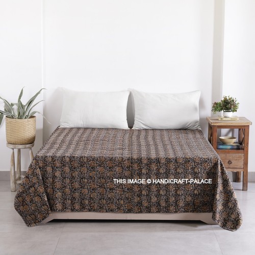 Colcha Kantha India De Algodón Tamaño King Manta De Bloqueo A Mano - Imagen 4 de 5