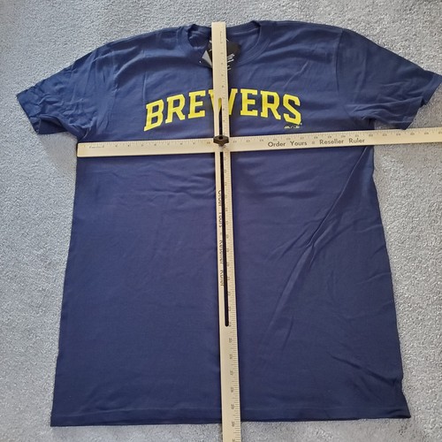 Milwaukee Brewers Shirt Mens Large Blue Majestic MLB Baseball Christian Yelich - Picture 8 of 10