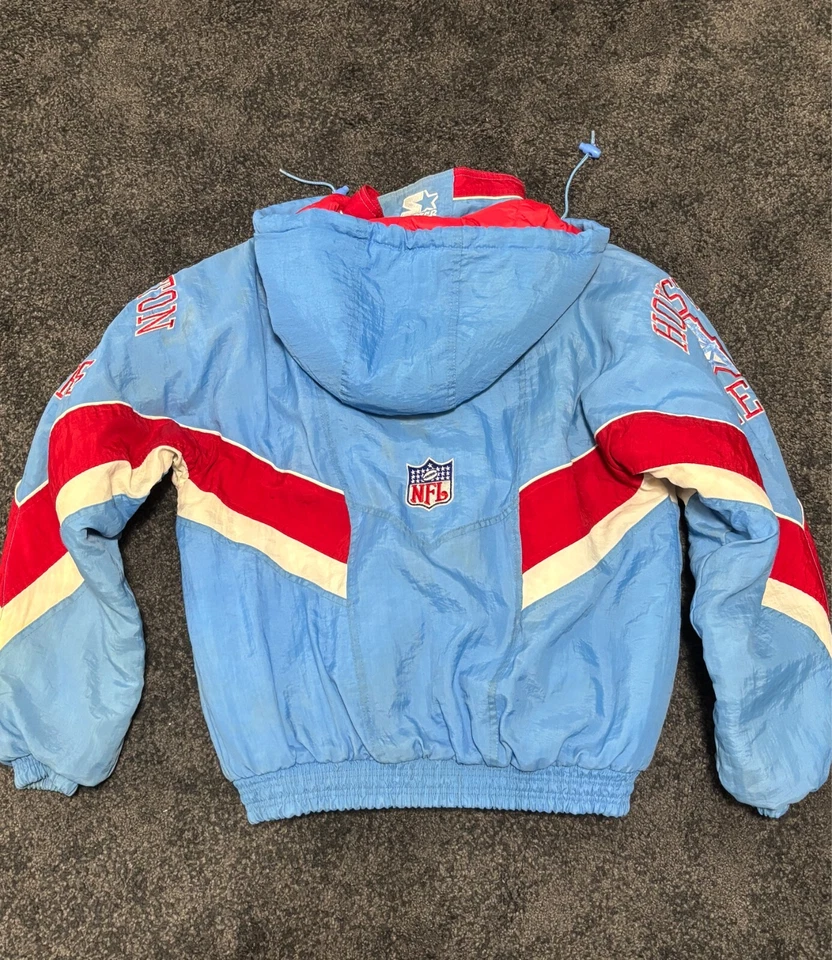 Chaqueta acolchada de colección años 90 Starter Pro Line Houston Oilers cremallera completa capucha talla PEQUEÑA Foto 2 de 3