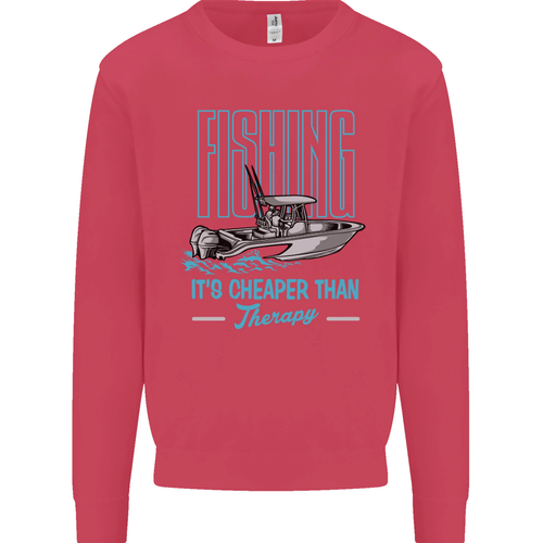 Fishing Its Cheaper Than Therapy Fisherman Kids Sweatshirt Boys Girls Jumper - Picture 59 of 92