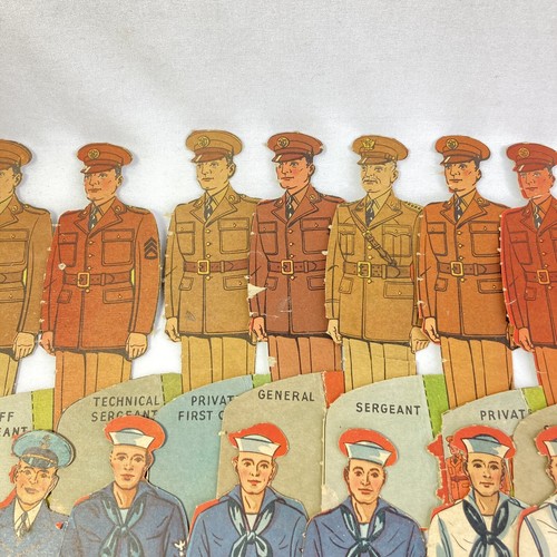 WW2 Ära 1940er Lot 25 Punch Out Die Cut Stand Up Papier Militär Figuren #18 - Bild 4 von 18