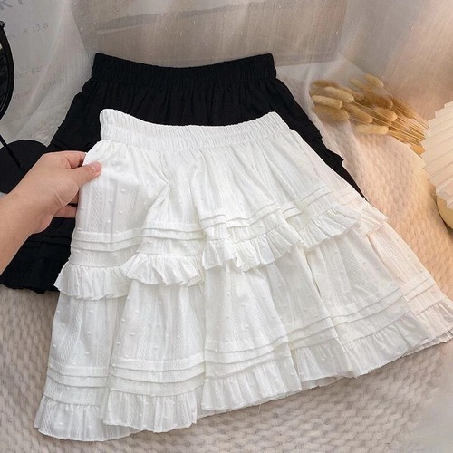 Sweet Cute Lace Mini Skirt Ruffles Pleated Short Skirts High Waist A Line Skirts - Bild 13 von 21