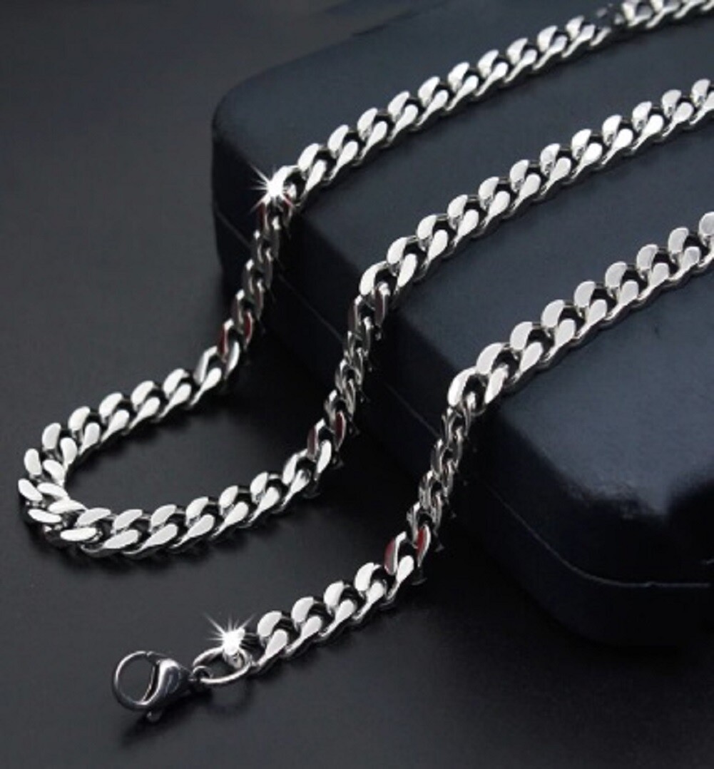 80cm Stainless Steel Necklace Silver Curb Link Cuban Chain 31 inch X 7mm N140