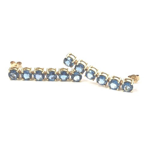9ct Gold Blue Topaz Earrings Drop UK Hallmarked 33.5mm Long 5.2mm Wide 5.4g - Picture 18 of 18