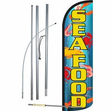 Seafood Flag Flutter Feather Banner Swooper Extra Wide Windless Bundle COMPLETE