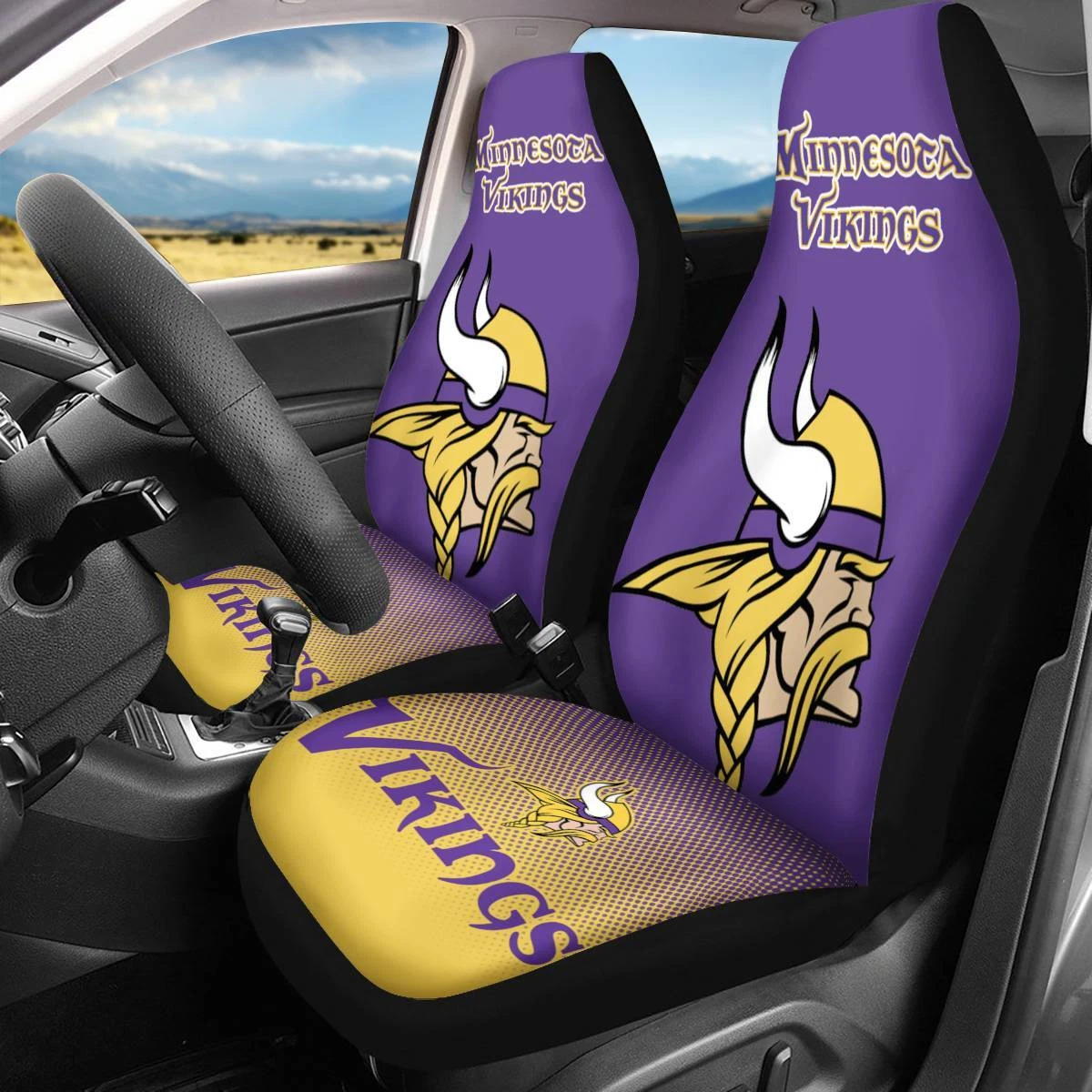 Car Seat Cover Seat Protector 2Pc with Minnesota Vikings