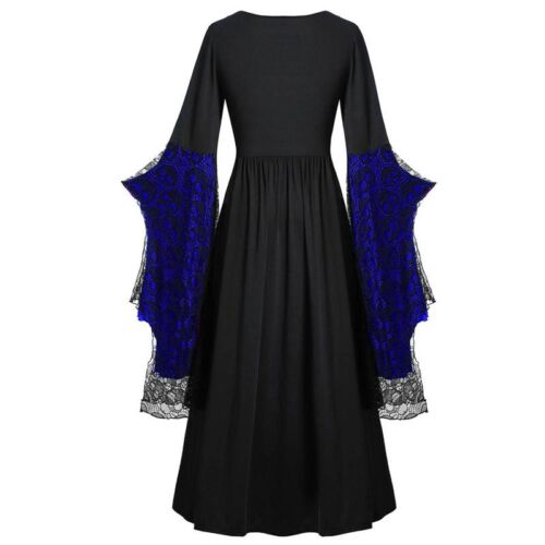 Damen Renaissance Mittelalter Hexe Kostüm Gothic Victorian langes Kleid - Bild 18 von 40