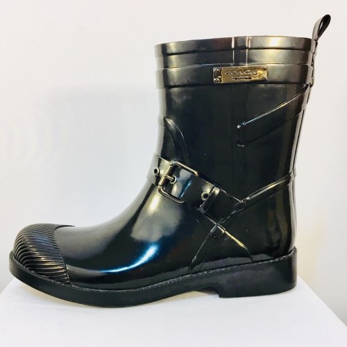 COACH Lester Rain Boots, Navy Blue, size 6