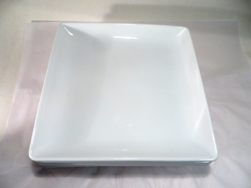 (4) Threshold Dinner Plates White Glossy Porcelain Heavy & Elegant 10" Square - Picture 3 of 8