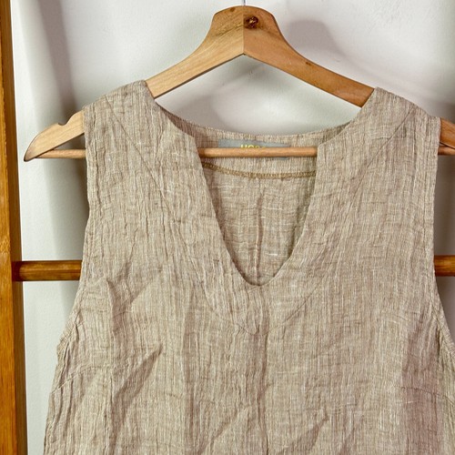 HOSS Dress Womens Brown Sleeveless Linen Blend V-Neck Knee Length - Picture 4 of 9